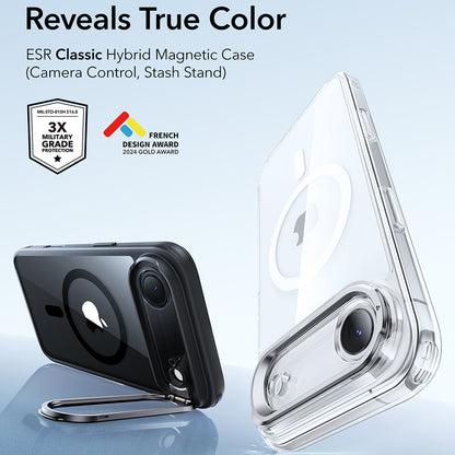 MagSafe cover til Apple iPhone 17 Air, ESR, Classic Hybrid Kickstand, Sort Transparent