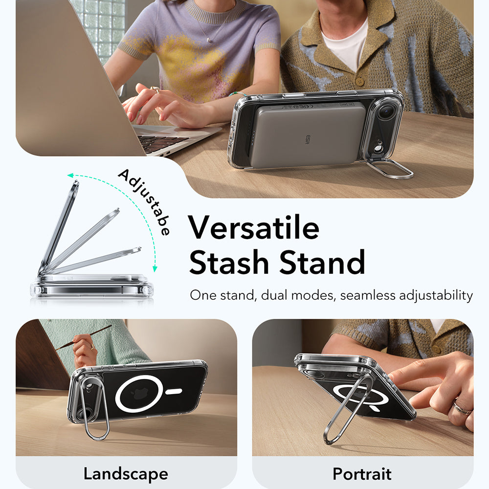 MagSafe cover til Apple iPhone 17 Air, ESR, Classic Hybrid Kickstand, Gennemsigtig