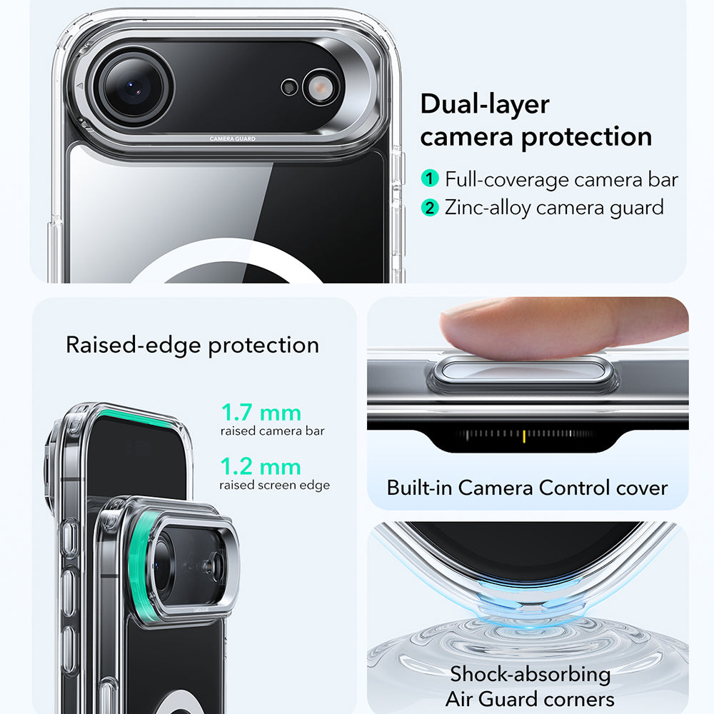MagSafe cover til Apple iPhone 17 Air, ESR, Classic Hybrid Kickstand, Gennemsigtig