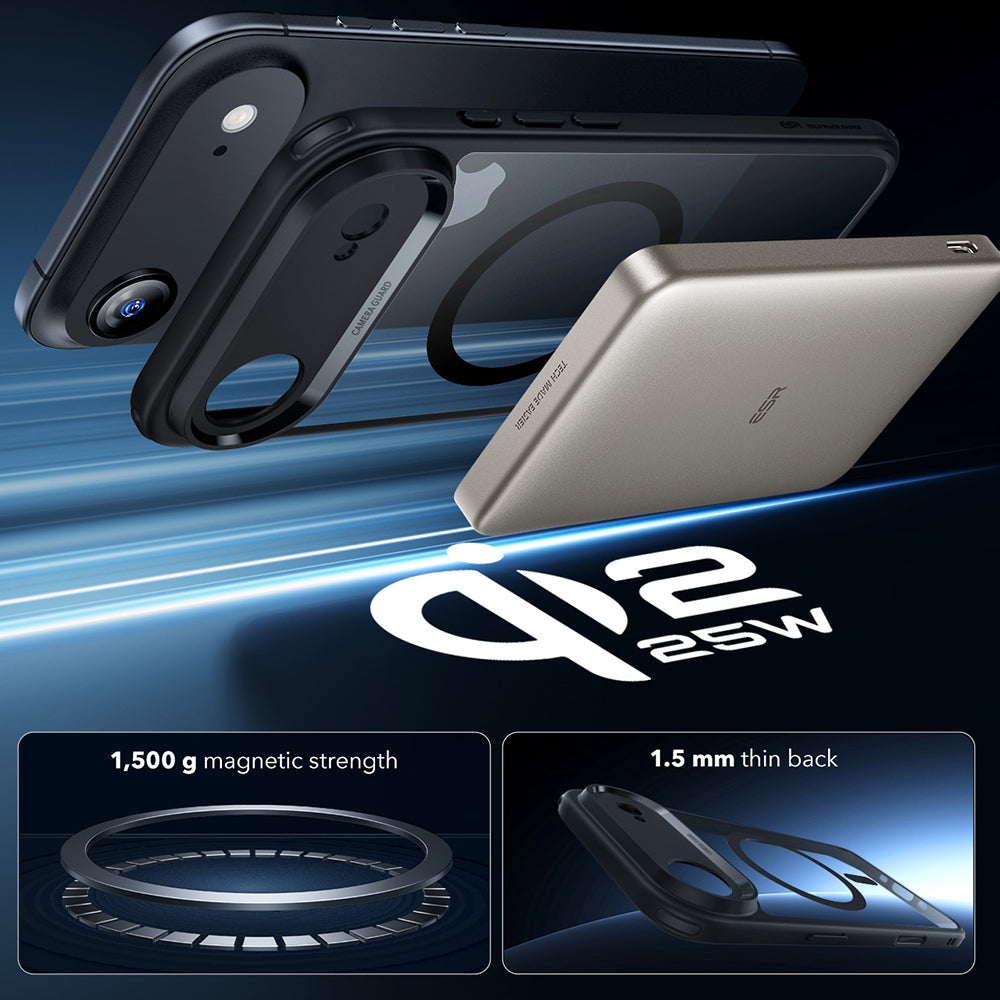 MagSafe cover til Apple iPhone 17 Air, ESR, Classic Hybrid, Sort Transparent