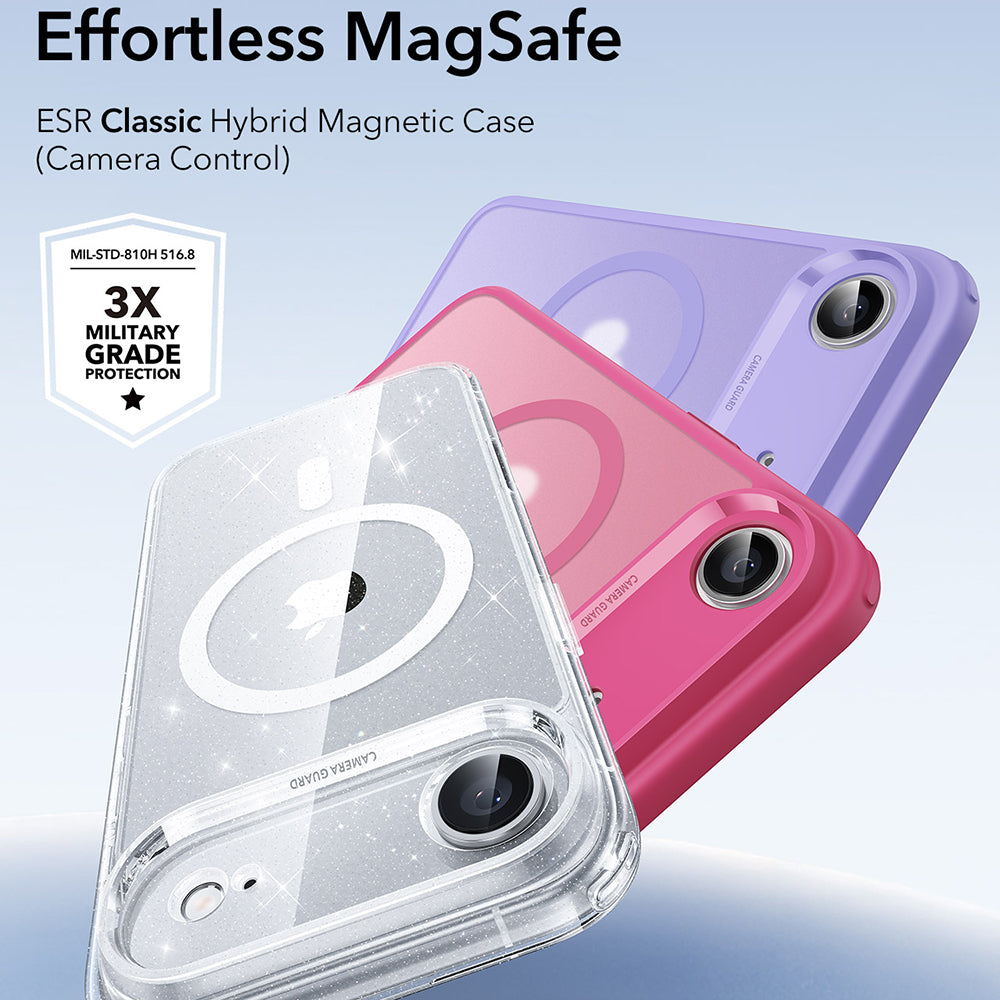 MagSafe cover til Apple iPhone 17 Air, ESR, Classic Hybrid Shimmer, Gennemsigtig