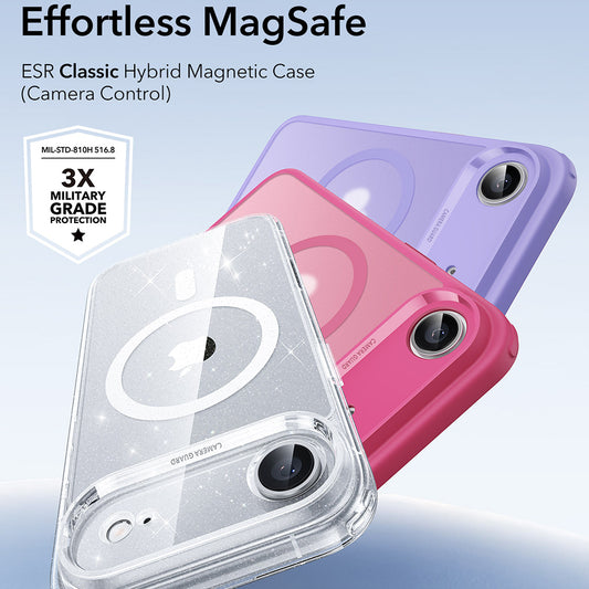 MagSafe cover til Apple iPhone 17 Air, ESR, Classic Hybrid Shimmer, Gennemsigtig