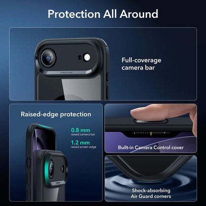 MagSafe cover til Apple iPhone 17 Air, ESR, Classic Hybrid med skærmbeskytter, Sort Transparent
