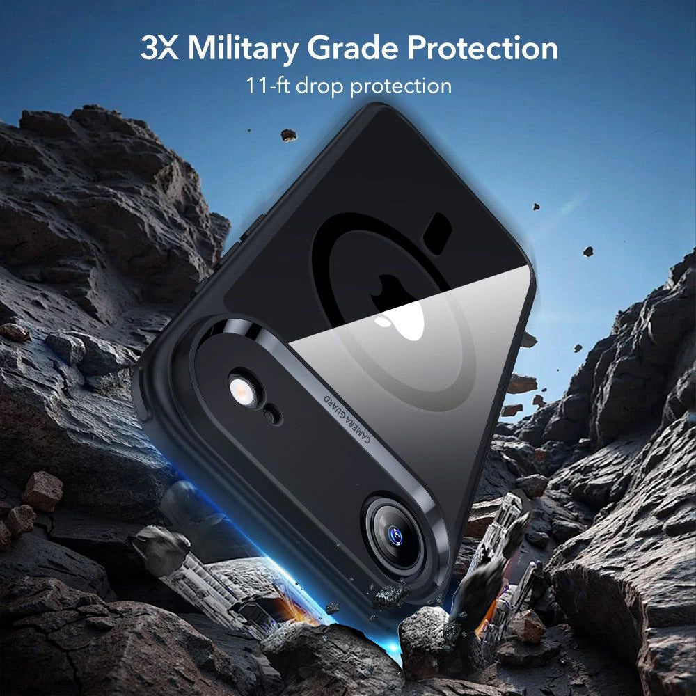 MagSafe cover til Apple iPhone 17 Air, ESR, Classic Hybrid med skærmbeskytter, Sort Transparent