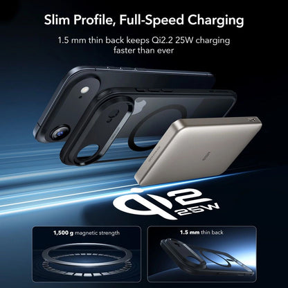 MagSafe cover til Apple iPhone 17 Air, ESR, Classic Hybrid med skærmbeskytter, Sort Transparent