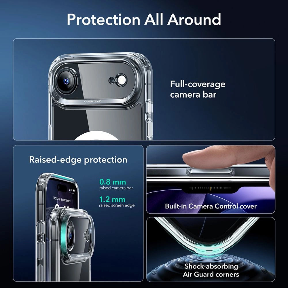 MagSafe cover til Apple iPhone 17 Air, ESR, Classic Hybrid med skærmbeskytter, Transparent