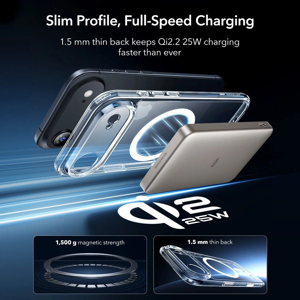 MagSafe cover til Apple iPhone 17 Air, ESR, Classic Hybrid med skærmbeskytter, Transparent