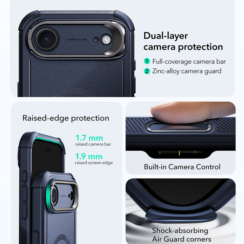 MagSafe cover til Apple iPhone 17 Air, ESR, Cyber Armor Kickstand, Blå