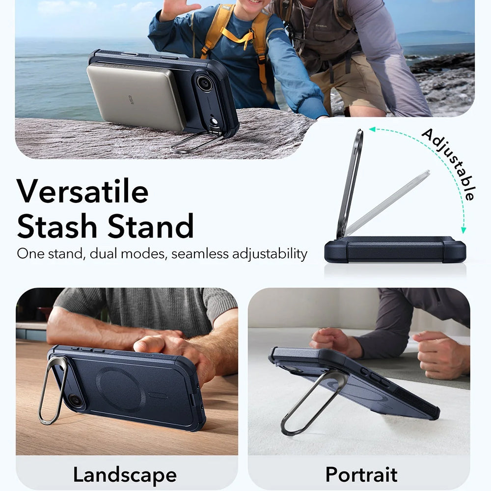 MagSafe cover til Apple iPhone 17 Air, ESR, Cyber Armor Kickstand, Blå