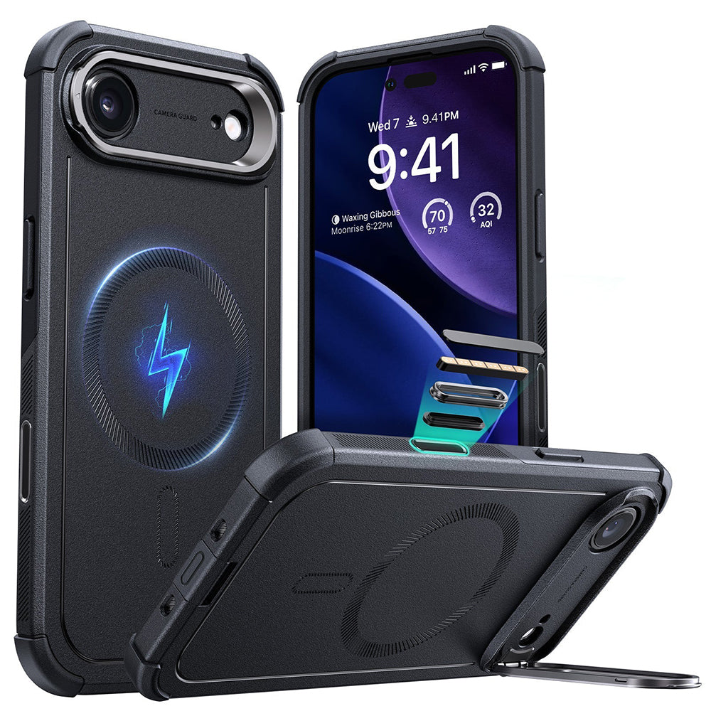 MagSafe cover til Apple iPhone 17 Air, ESR, Cyber Armor Kickstand, Sort