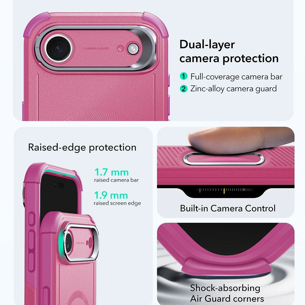 MagSafe cover til Apple iPhone 17 Air, ESR, Cyber Armor Kickstand, Pink