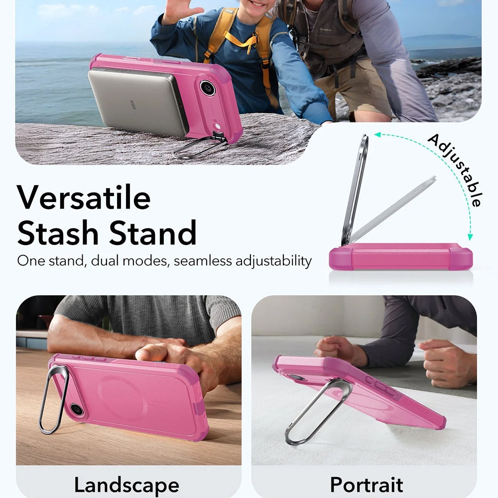 MagSafe cover til Apple iPhone 17 Air, ESR, Cyber Armor Kickstand, Pink