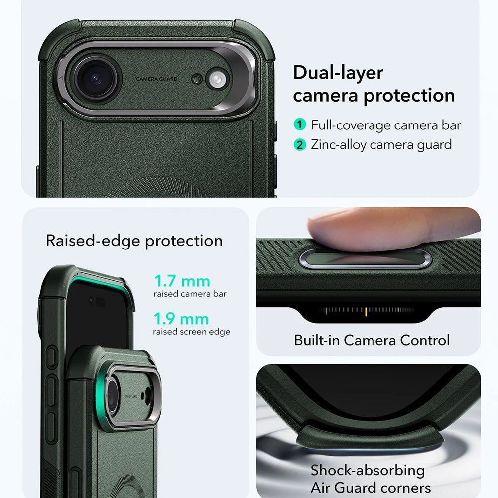 MagSafe cover til Apple iPhone 17 Air, ESR, Cyber Armor Kickstand, Grøn