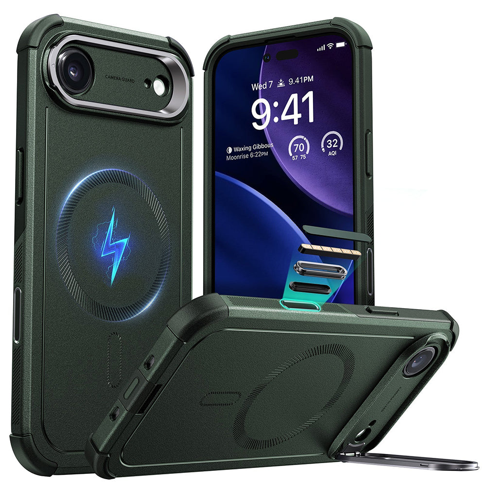 MagSafe cover til Apple iPhone 17 Air, ESR, Cyber Armor Kickstand, Grøn