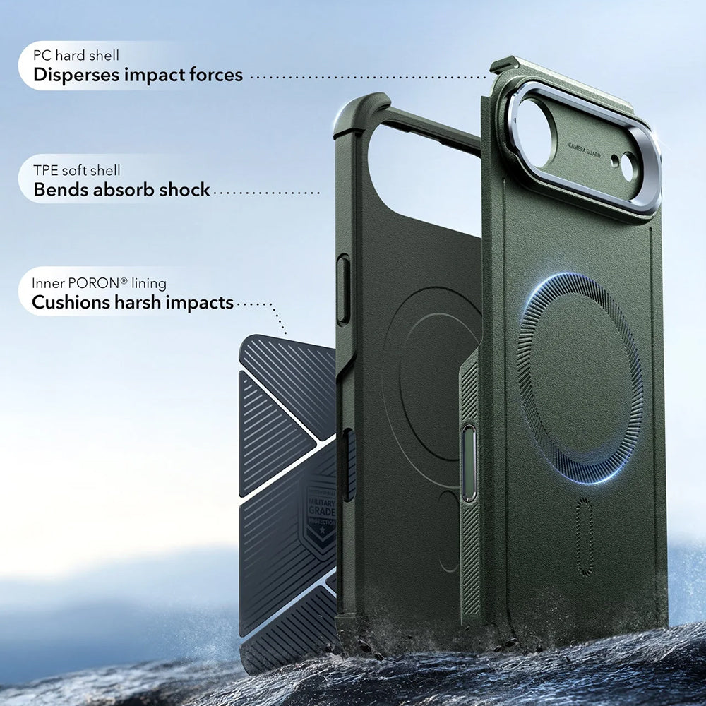 MagSafe cover til Apple iPhone 17 Air, ESR, Cyber Armor Kickstand, Grøn