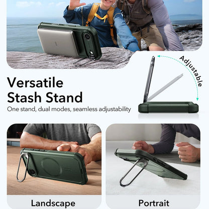 MagSafe cover til Apple iPhone 17 Air, ESR, Cyber Armor Kickstand, Grøn