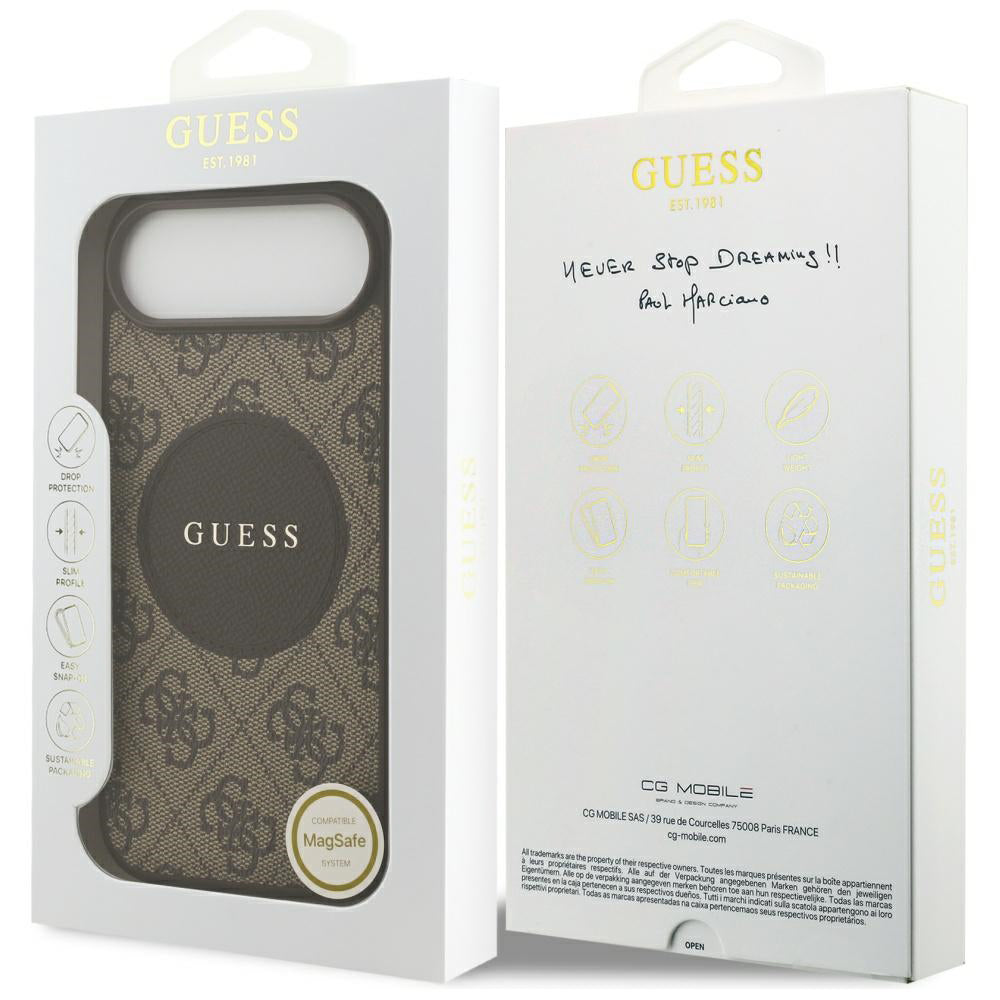 MagSafe cover til Apple iPhone 17 Air, Guess, 4G Circle Classic Logo, Brun