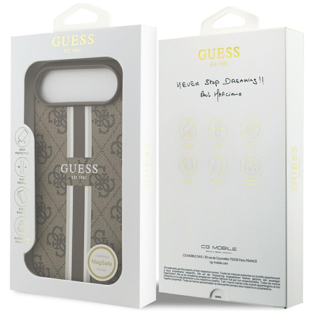 MagSafe cover til Apple iPhone 17 Air, Guess, 4G Printed Stripes, Brun