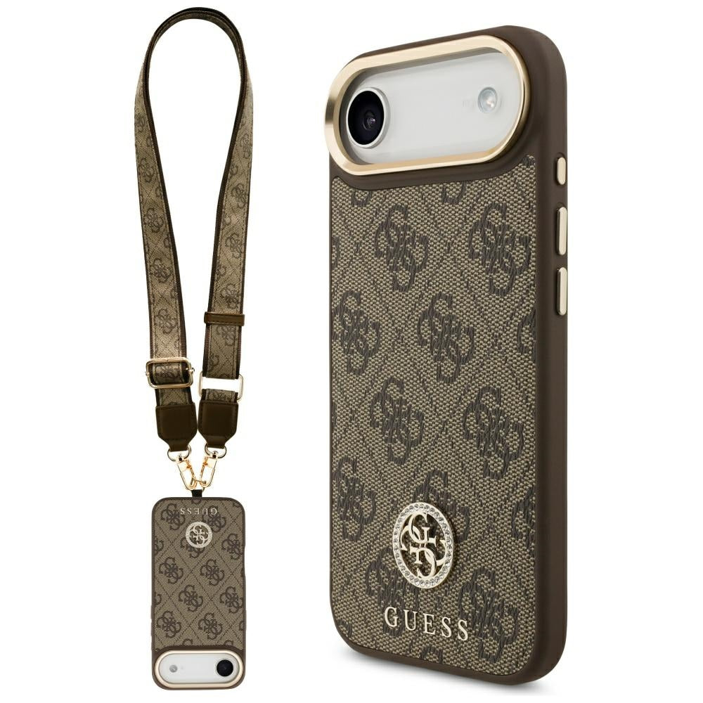 MagSafe cover til Apple iPhone 17 Air, Guess, 4G Strass Logo med stor rem, Brun