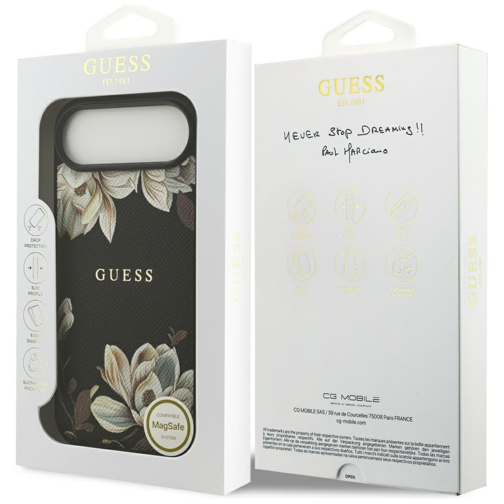 MagSafe cover til Apple iPhone 17 Air, Guess, Grained Flowers, Sort