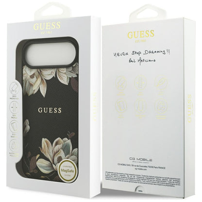 MagSafe cover til Apple iPhone 17 Air, Guess, Grained Flowers, Sort