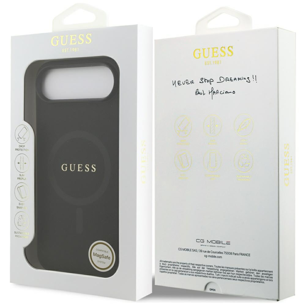 MagSafe cover til Apple iPhone 17 Air, Guess, Saffiano Classic Logo, Sort