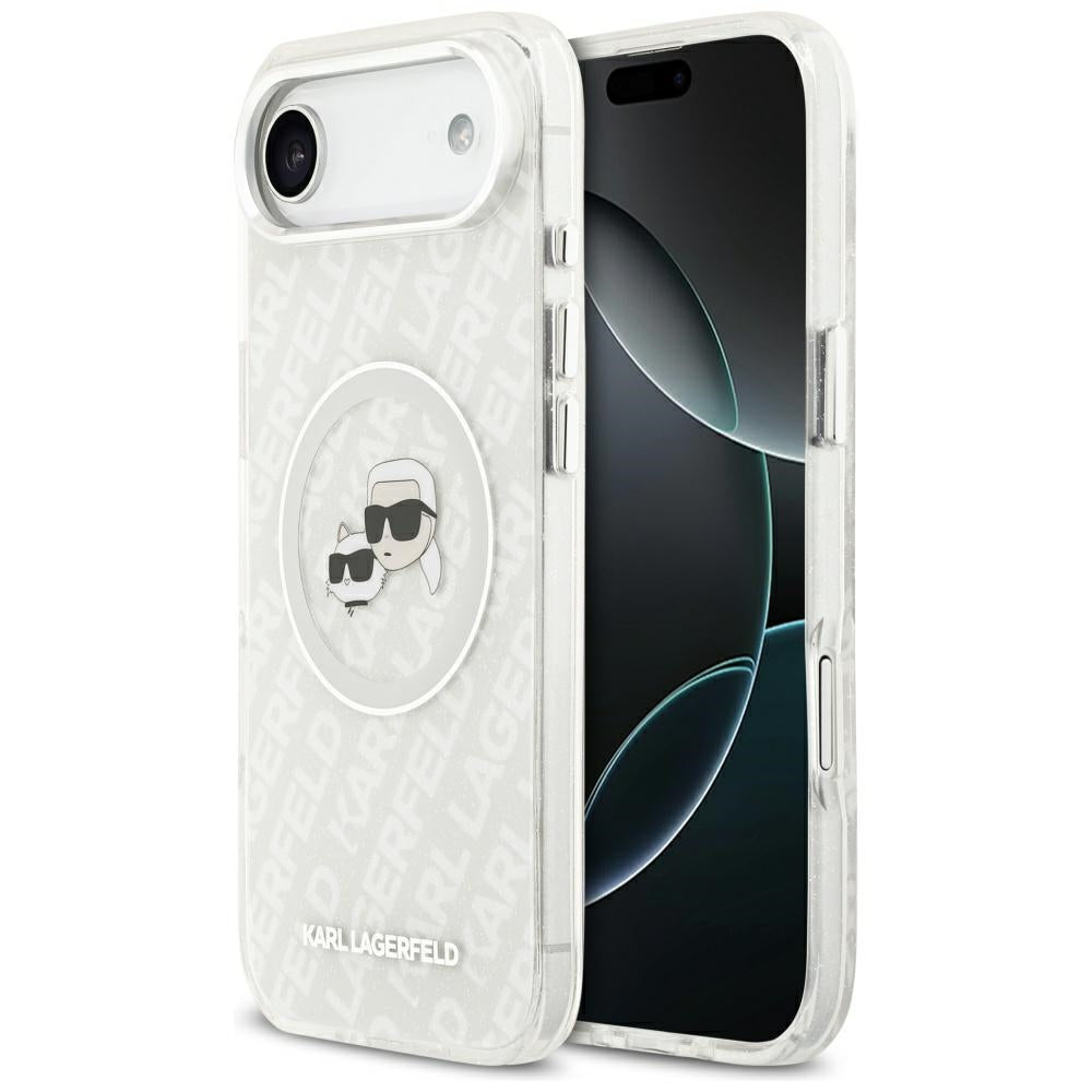 MagSafe cover til Apple iPhone 17 Air, Karl Lagerfeld, IML Glitter Karl & Choupette's Heads, Grå