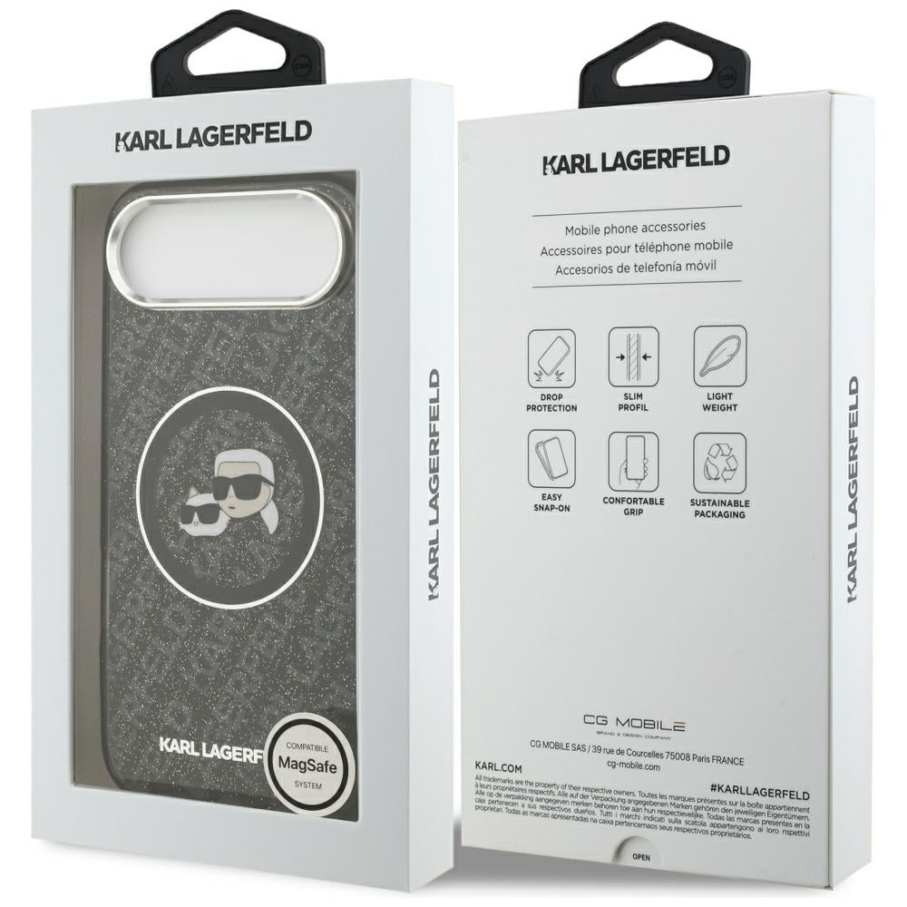 MagSafe cover til Apple iPhone 17 Air, Karl Lagerfeld, IML Glitter Karl & Choupette's Heads, Sort
