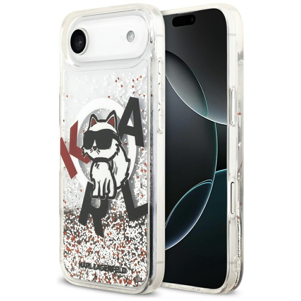 MagSafe cover til Apple iPhone 17 Air, Karl Lagerfeld, Liquid Glitter Choupette Logo, Transparent