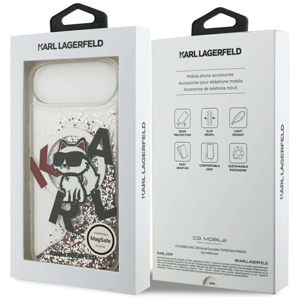 MagSafe cover til Apple iPhone 17 Air, Karl Lagerfeld, Liquid Glitter Choupette Logo, Transparent