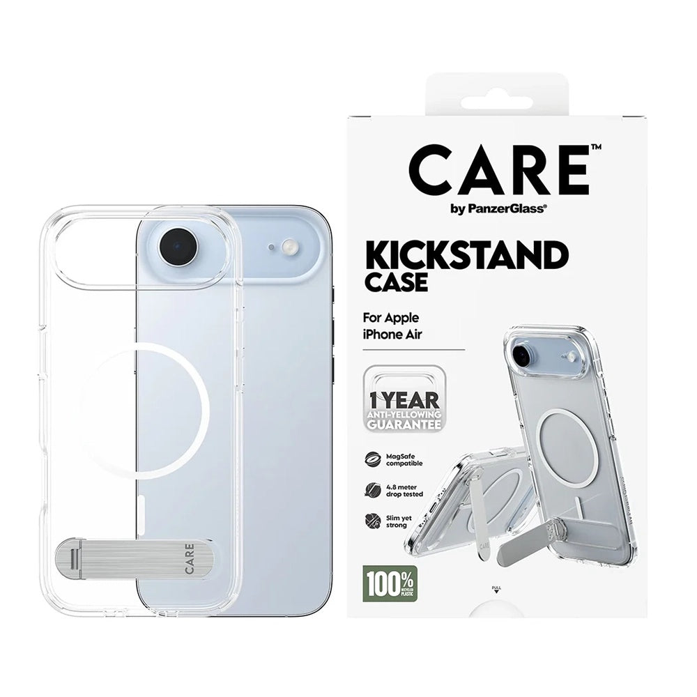 MagSafe Case for Apple iPhone 17 Air, PanzerGlass, Kickstand Care Feature, Transparent