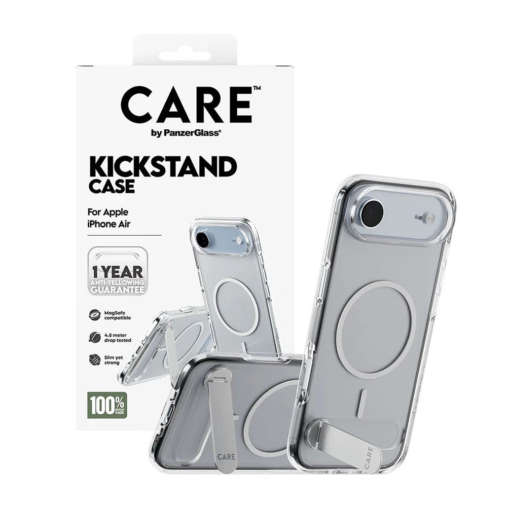MagSafe Case for Apple iPhone 17 Air, PanzerGlass, Kickstand Care Feature, Transparent
