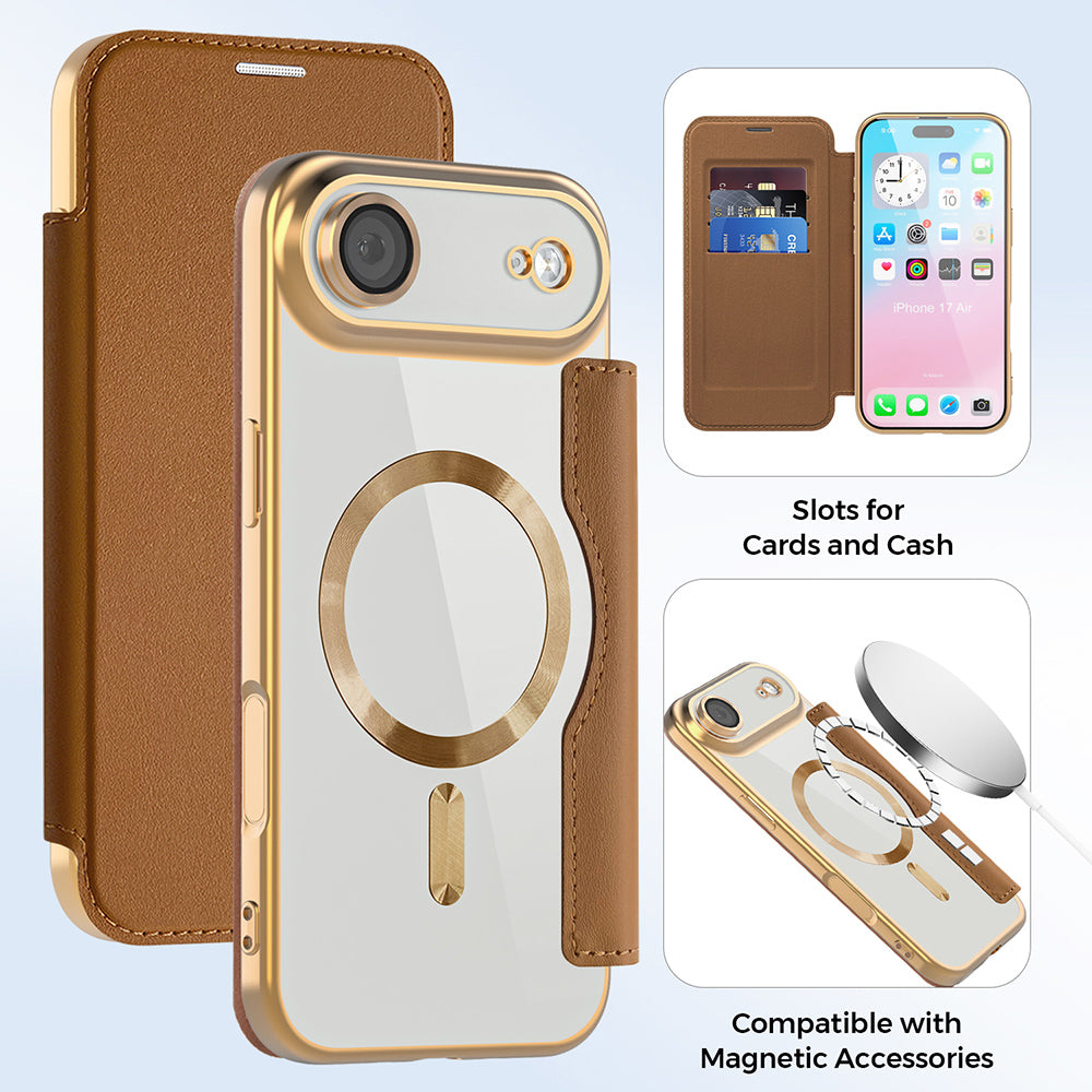 MagSafe cover til Apple iPhone 17 Air, Techsuit, SmartMag Book, Brun