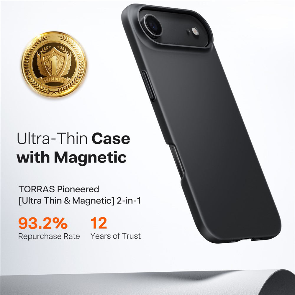 MagSafe cover til Apple iPhone 17 Air, Torras, SlimFit, Sort