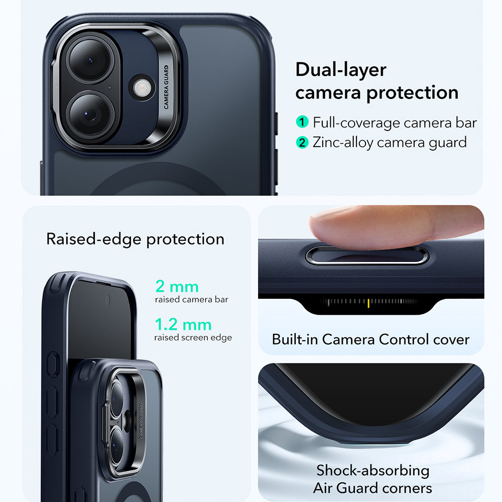 MagSafe cover til Apple iPhone 17, ESR, Classic Hybrid Kickstand, Satinblå