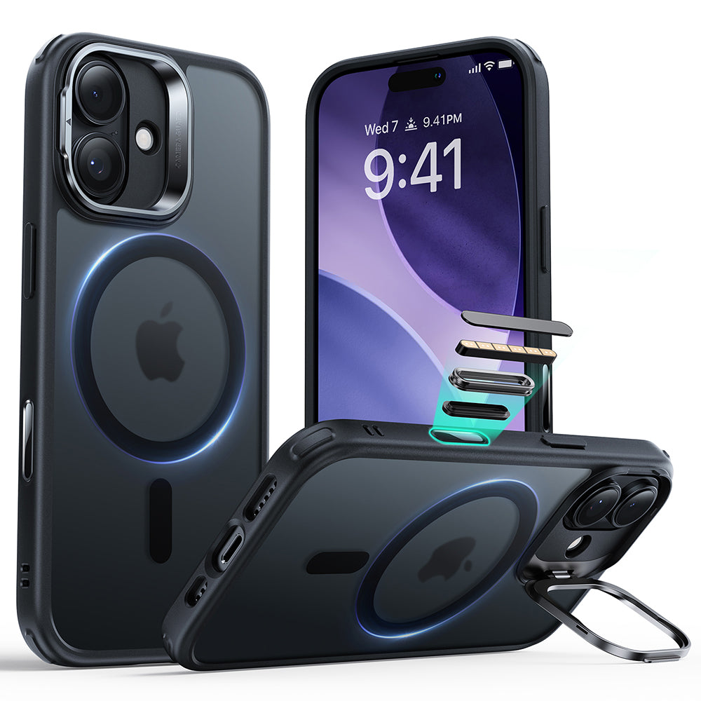 MagSafe cover til Apple iPhone 17, ESR, Classic Hybrid Kickstand, Satin Sort