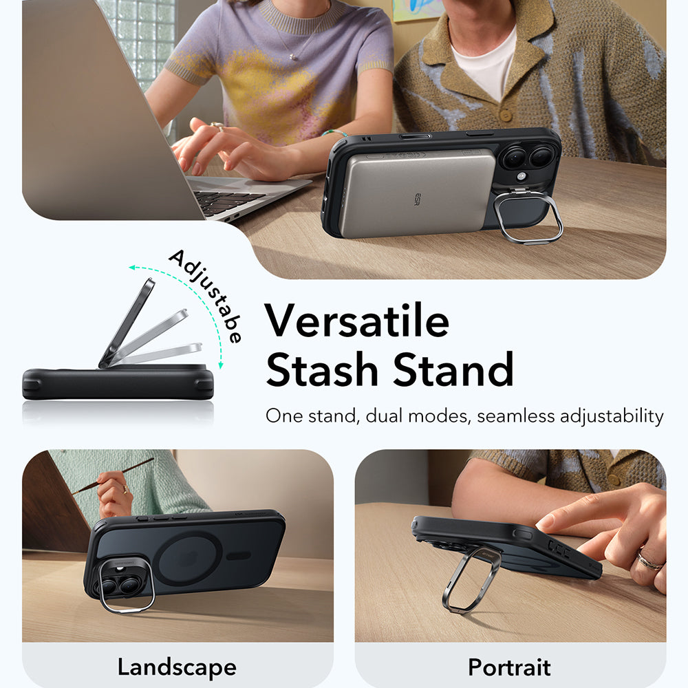 MagSafe cover til Apple iPhone 17, ESR, Classic Hybrid Kickstand, Satin Sort