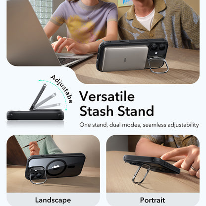 MagSafe cover til Apple iPhone 17, ESR, Classic Hybrid Kickstand, Sort Transparent