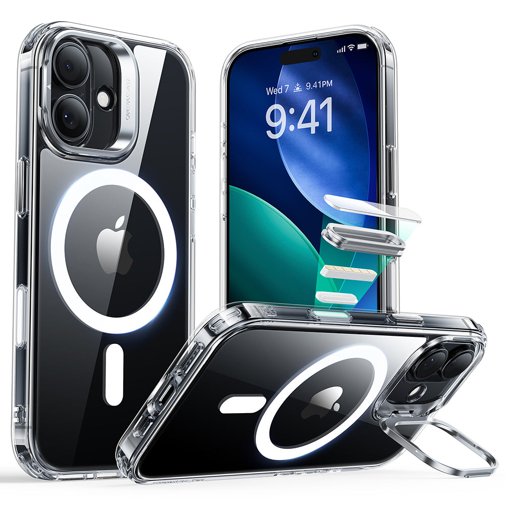 MagSafe cover til Apple iPhone 17, ESR, Classic Hybrid Kickstand, Transparent