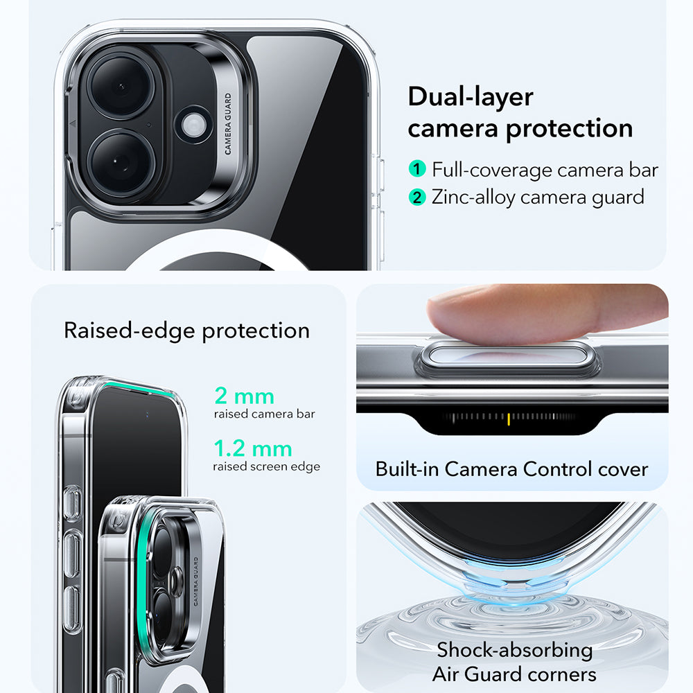 MagSafe cover til Apple iPhone 17, ESR, Classic Hybrid Kickstand, Transparent
