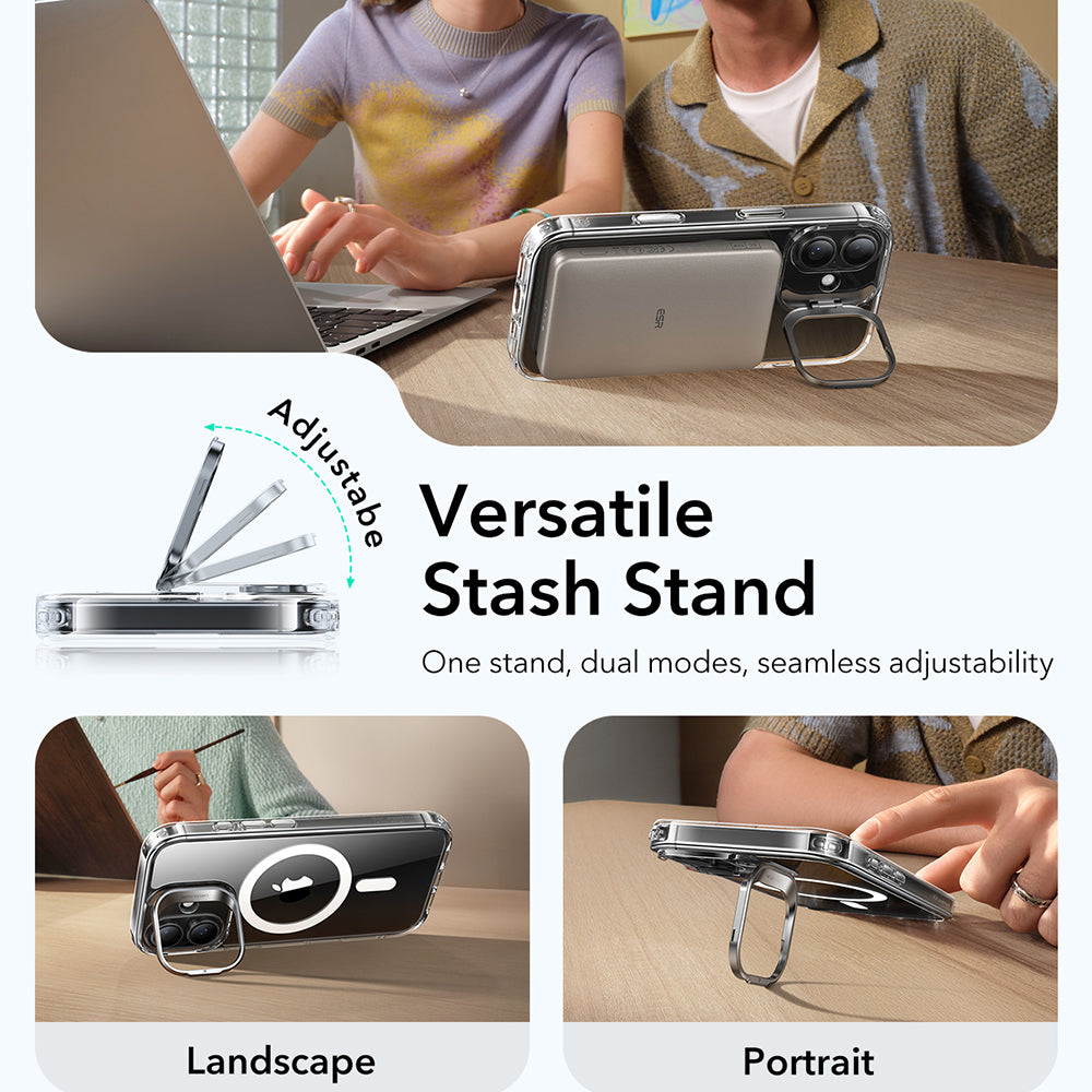 MagSafe cover til Apple iPhone 17, ESR, Classic Hybrid Kickstand, Transparent