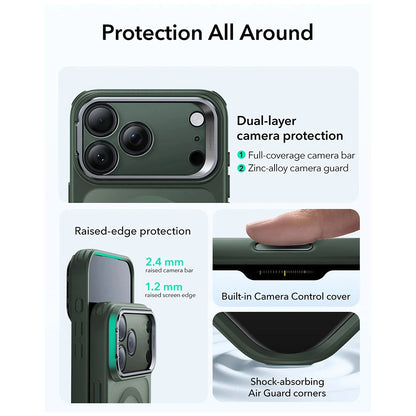 MagSafe cover til Apple iPhone 17, ESR, Classic Hybrid Kickstand, Satineret Grøn