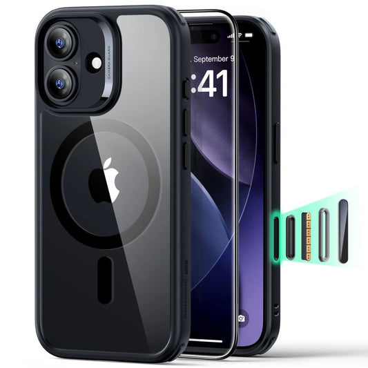 MagSafe cover til Apple iPhone 17, ESR, Classic Hybrid med skærmbeskytter, Sort Transparent