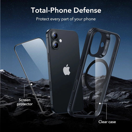 MagSafe cover til Apple iPhone 17, ESR, Classic Hybrid med skærmbeskytter, Sort Transparent