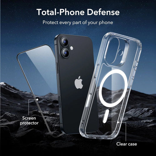 MagSafe cover til Apple iPhone 17, ESR, Classic Hybrid med skærmbeskytter, Transparent