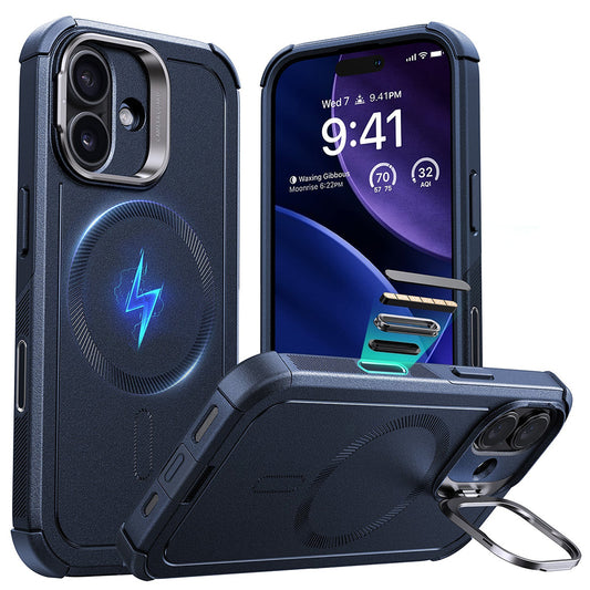 MagSafe cover til Apple iPhone 17, ESR, Cyber Armor Kickstand, Blå