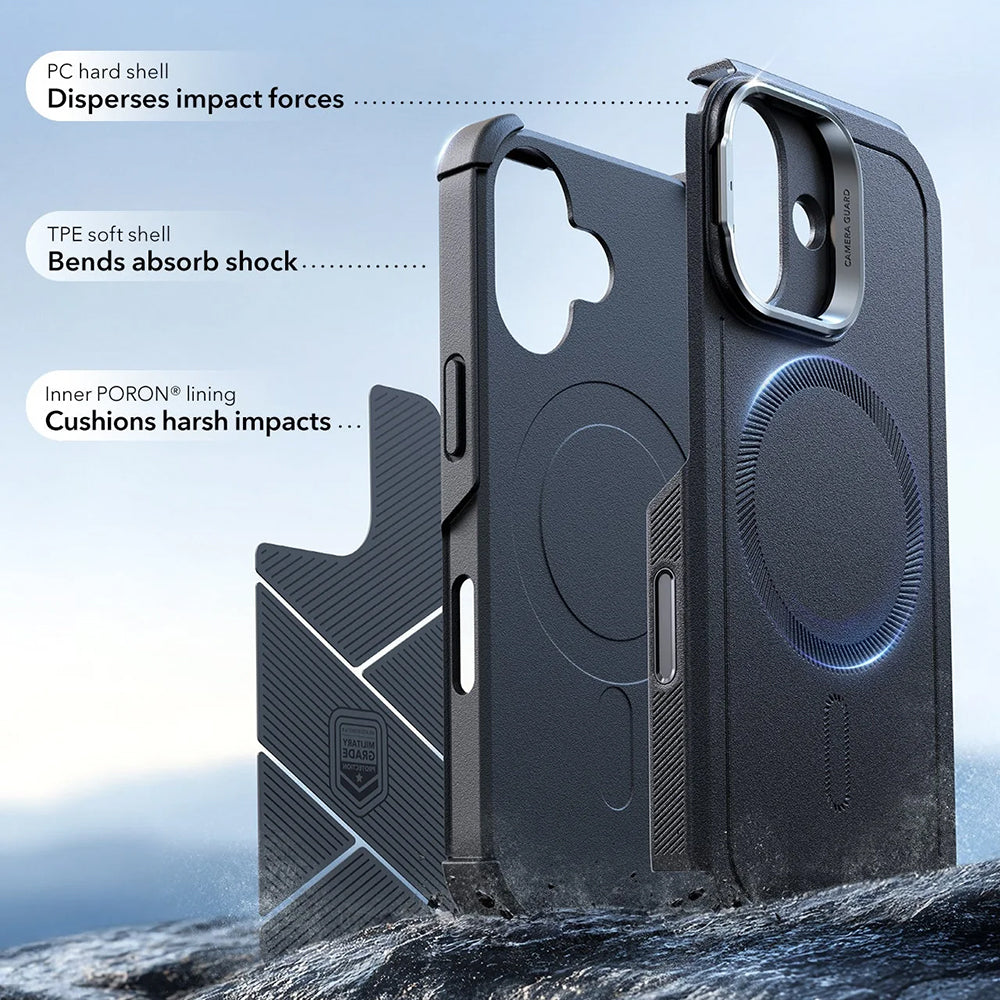 MagSafe cover til Apple iPhone 17, ESR, Cyber Armor Kickstand, Sort