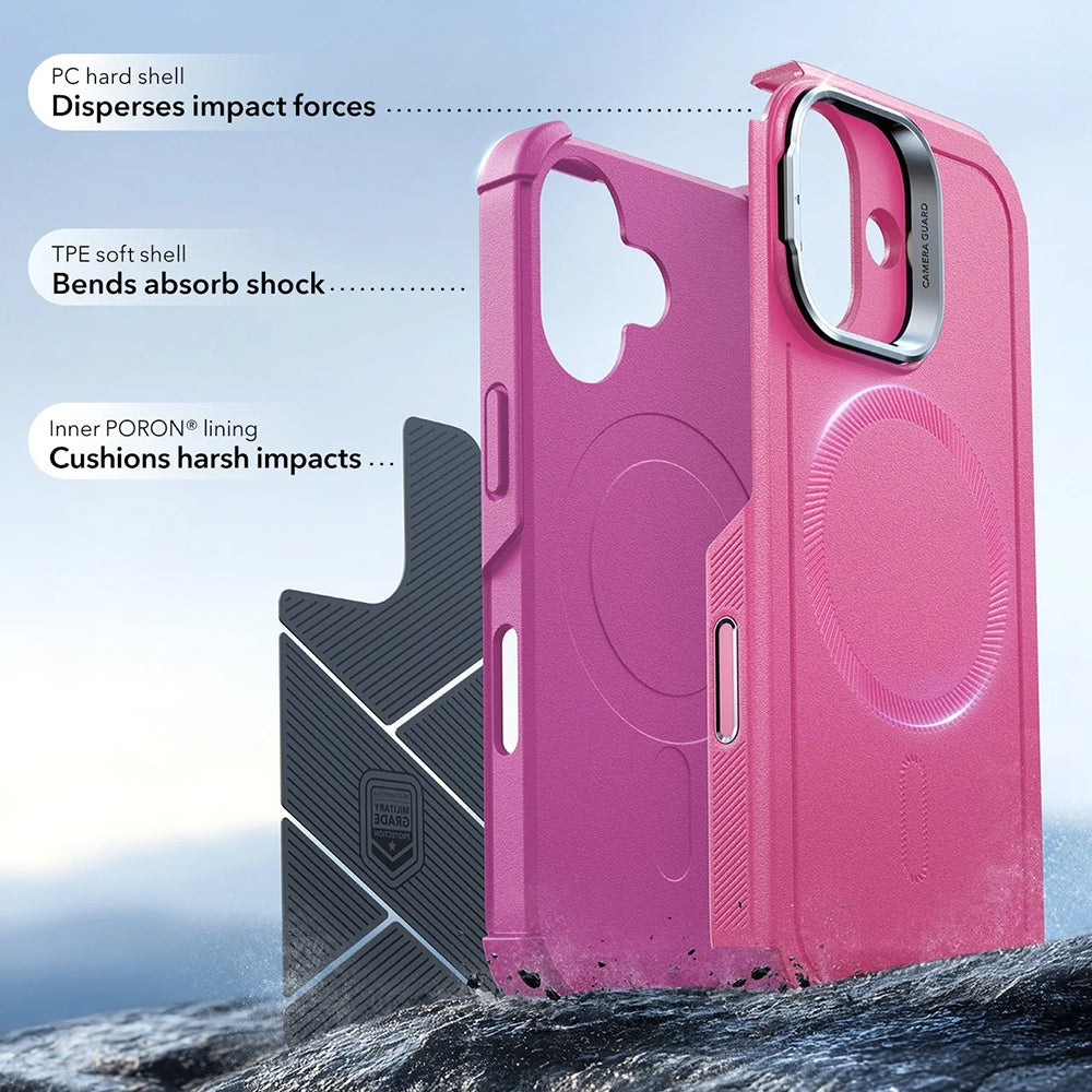 MagSafe cover til Apple iPhone 17, ESR, Cyber Armor Kickstand, Pink
