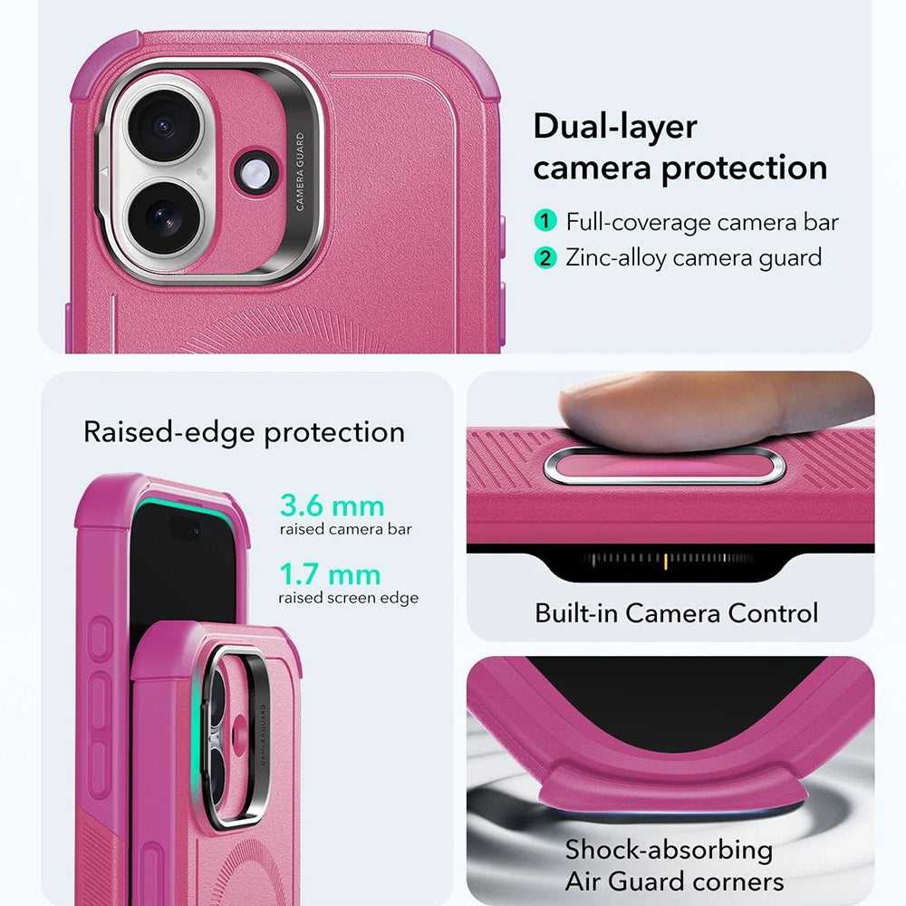 MagSafe cover til Apple iPhone 17, ESR, Cyber Armor Kickstand, Pink