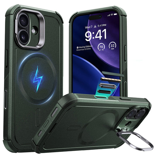 MagSafe cover til Apple iPhone 17, ESR, Cyber Armor Kickstand, Grøn